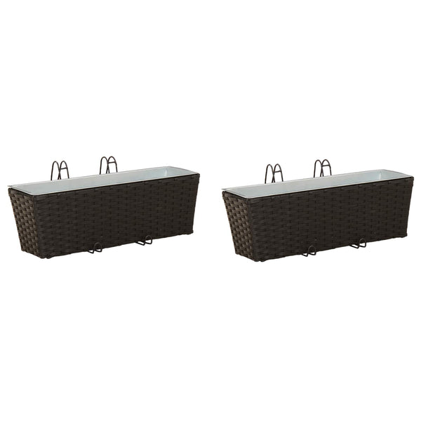 Balkon Pflanzkästen Schwarz 50 cm, 2er Set
