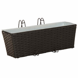 Balkon Pflanzkästen Schwarz 50 cm, 2er Set
