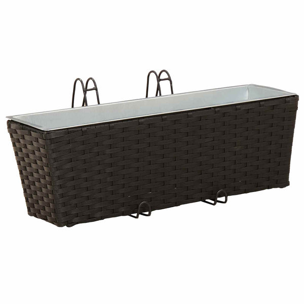 Balkon Pflanzkästen Schwarz 50 cm, 2er Set