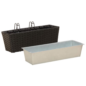 Balkon Pflanzkästen Schwarz 50 cm, 2er Set