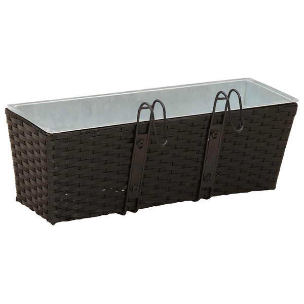 Balkon Pflanzkästen Schwarz 50 cm, 2er Set