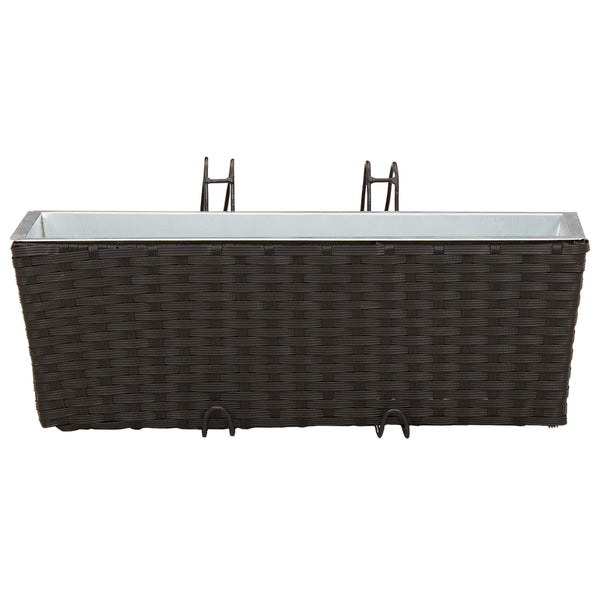 Balkon Pflanzkästen Schwarz 50 cm, 2er Set