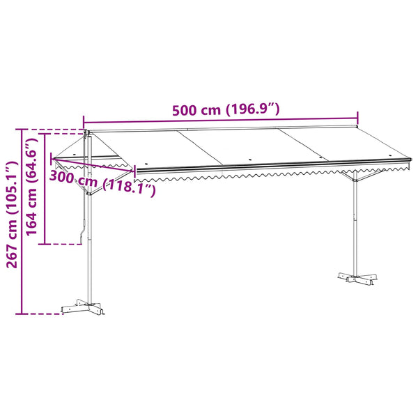 Freistehende Markise Anthrazit 5x3 m