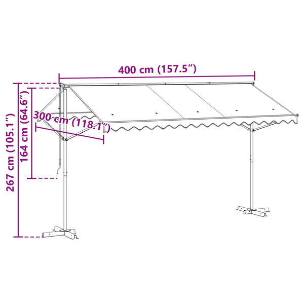 Freistehende Markise Grau 4x3 m