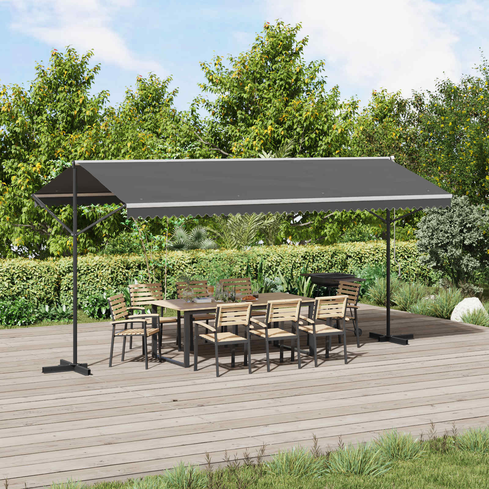 Freistehende Markise Grau 5x3 m