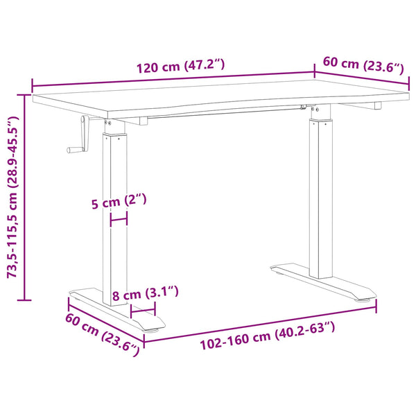 Schreibtisch Eiche Massivholz Weiß/Natur 120x60 cm