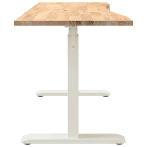 Schreibtisch Eiche Massivholz Weiß/Natur 140 cm