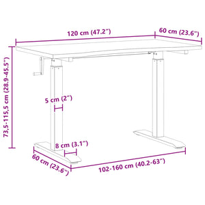 Schreibtisch Eiche Massivholz Schwarz 120x60 cm