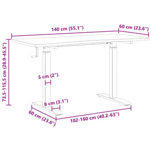 Schreibtisch Eiche Massivholz Schwarz 140x60 cm