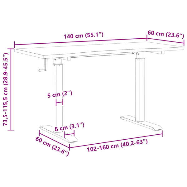 Schreibtisch Eiche Massivholz Schwarz 140x60 cm