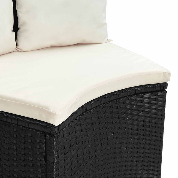 Schwarzes 2-teiliges Sofa-Set Akazienholz & Rattan