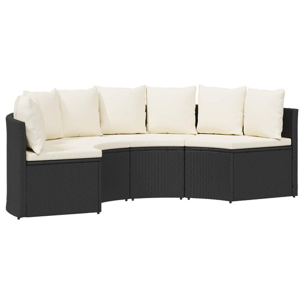 Schwarzes 2-teiliges Sofa-Set Akazienholz & Rattan