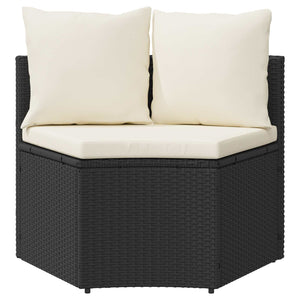 Schwarzes 2-teiliges Sofa-Set Akazienholz & Rattan