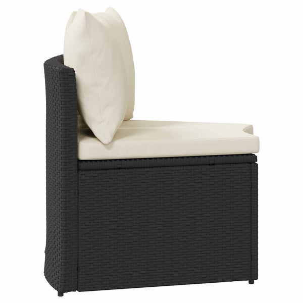 Schwarzes 2-teiliges Sofa-Set Akazienholz & Rattan