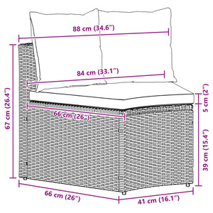 Schwarzes 2-teiliges Sofa-Set Akazienholz & Rattan