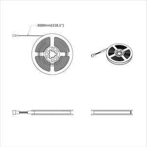 LED Streifen 3000 mm, Schwarz/Transparent, 2er-Set