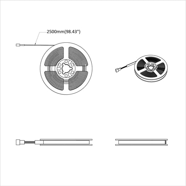 LED Streifen 2500 mm, Schwarz/Transparent