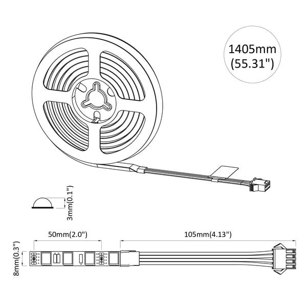 LED Streifen 2er Set 1300mm Schwarz/Transparent