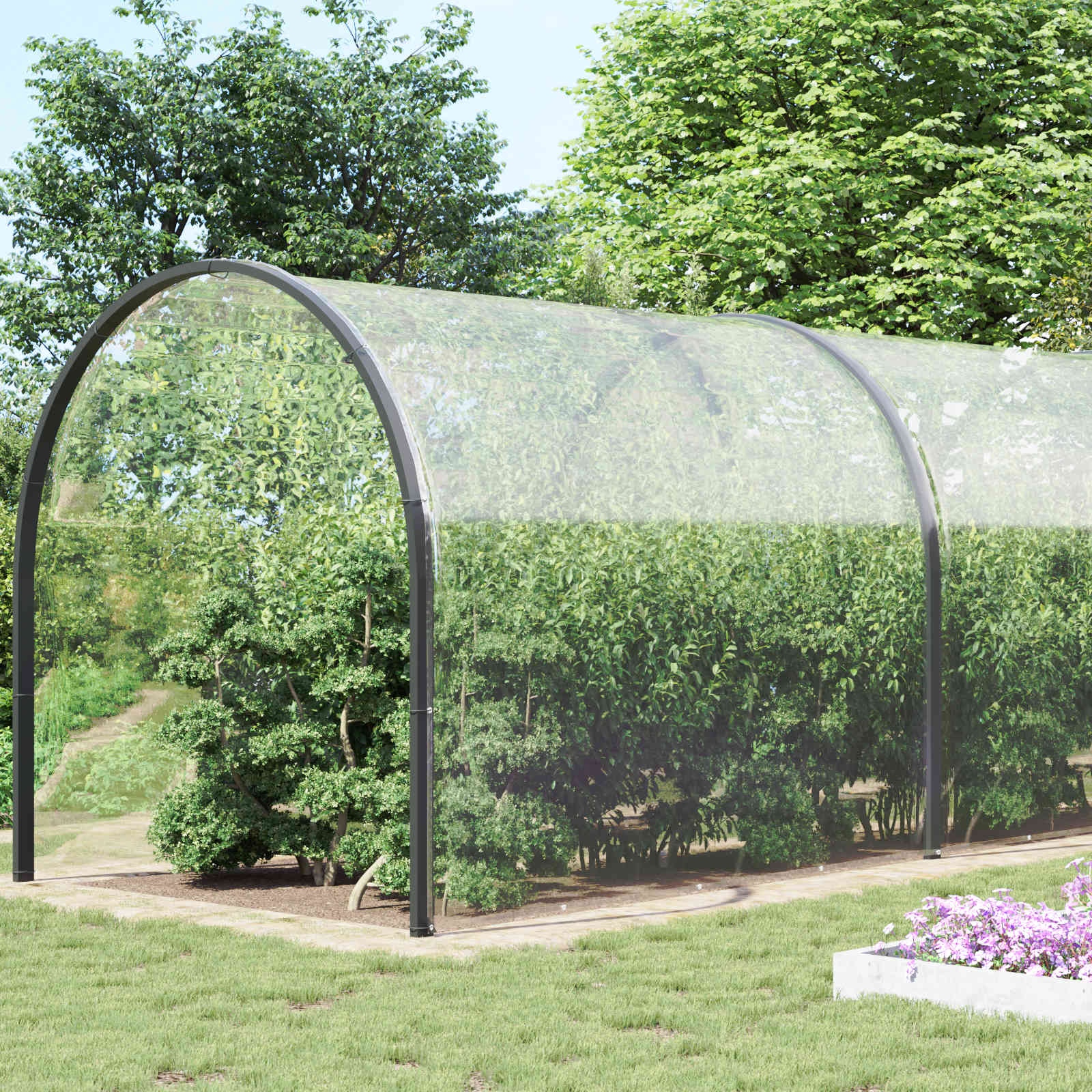 Transparente Pflanzenabdeckung 8x8 m