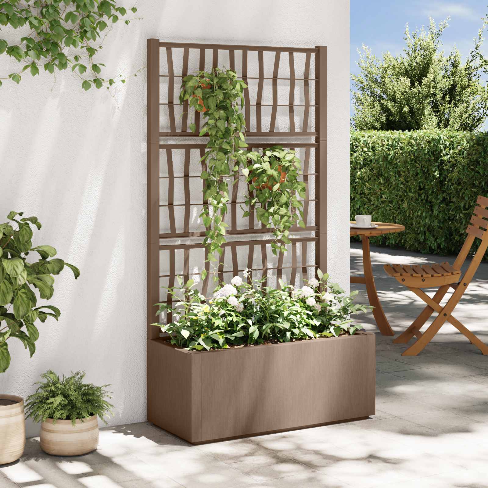 Garten Pflanzkasten mit Rankgitter Braun