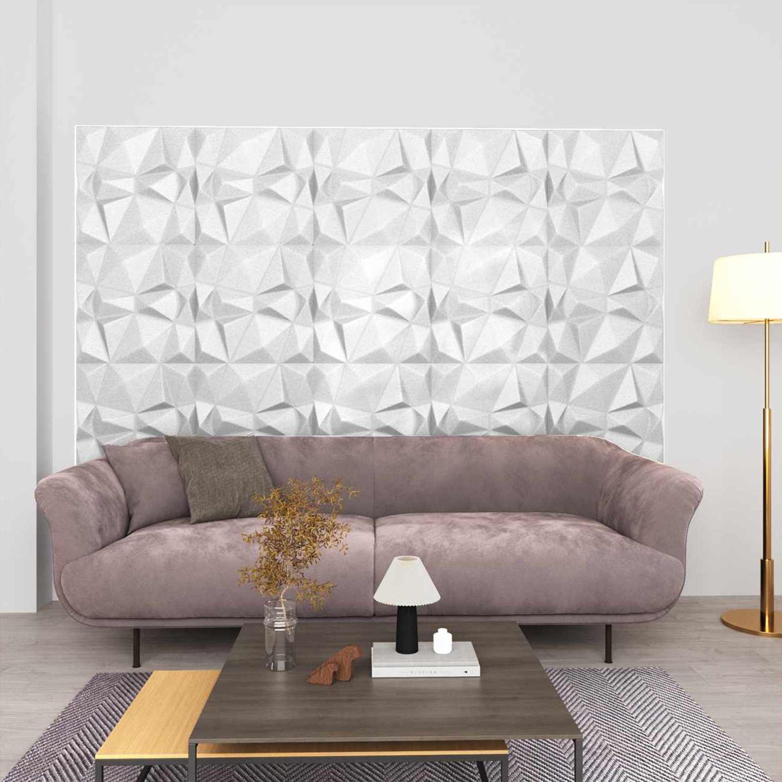 3D Wandpaneele Diamant Weiß 50x50cm