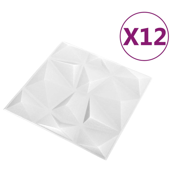 3D Wandpaneele Diamant Weiß 50x50cm