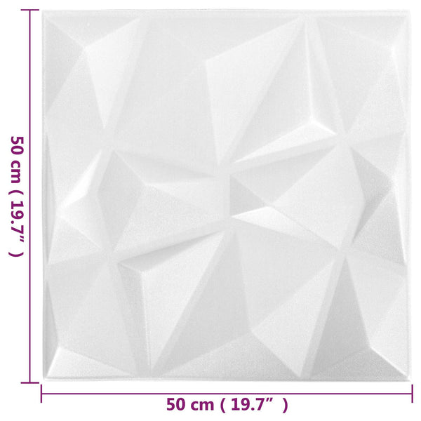 3D Wandpaneele Diamant Weiß 24 Stk.