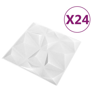 3D Wandpaneele Diamant Weiß 24 Stk.