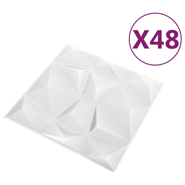3D Wandpaneele Diamant Weiß 50x50cm (48 Stk.)