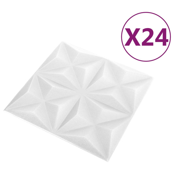 3D Wandpaneele Origami Weiß 50x50cm (24 Stk.)