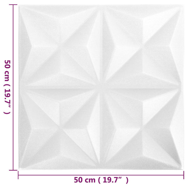 3D Wandpaneele Origami Weiß 50x50cm (48 Stk.)