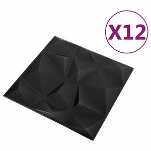 3D Wandpaneele Diamant Schwarz 50x50cm