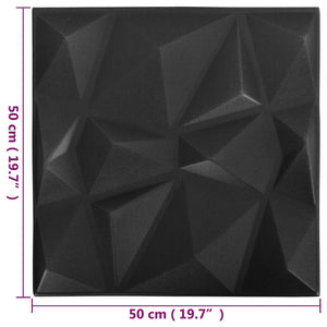 3D Wandpaneele Diamant Schwarz, 24 Stk.