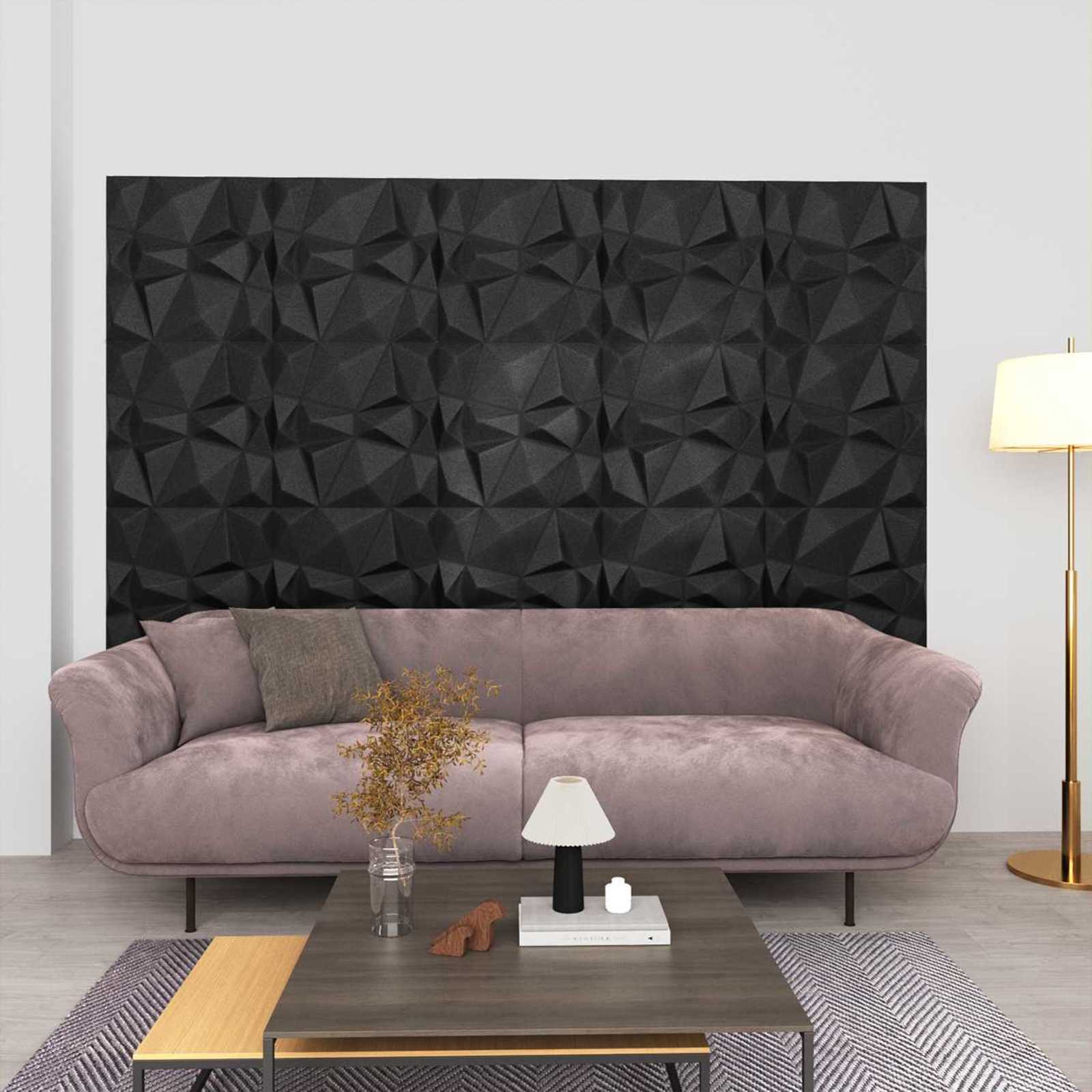 3D Wandpaneele Diamant Schwarz 50x50cm