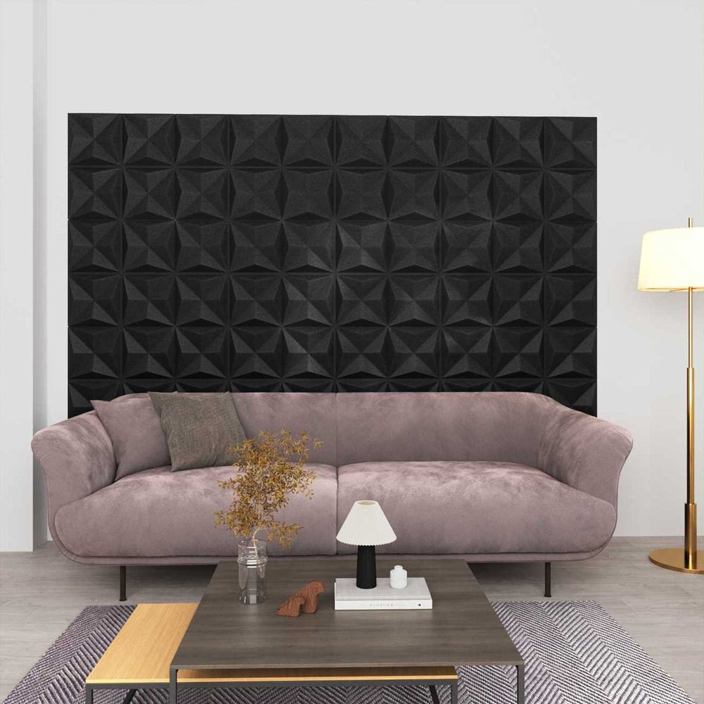 Schwarze 3D Wandpaneele Origami 50x50cm