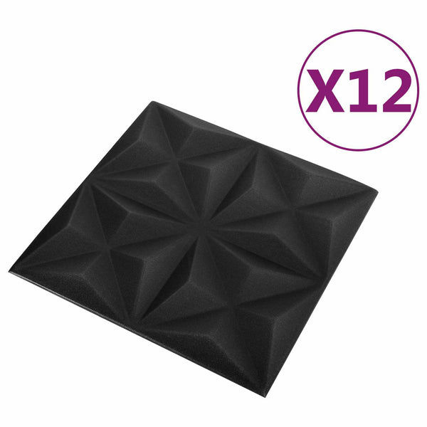Schwarze 3D Wandpaneele Origami 50x50cm