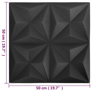 3D Wandpaneele Origami Schwarz 50x50cm (48 Stk)