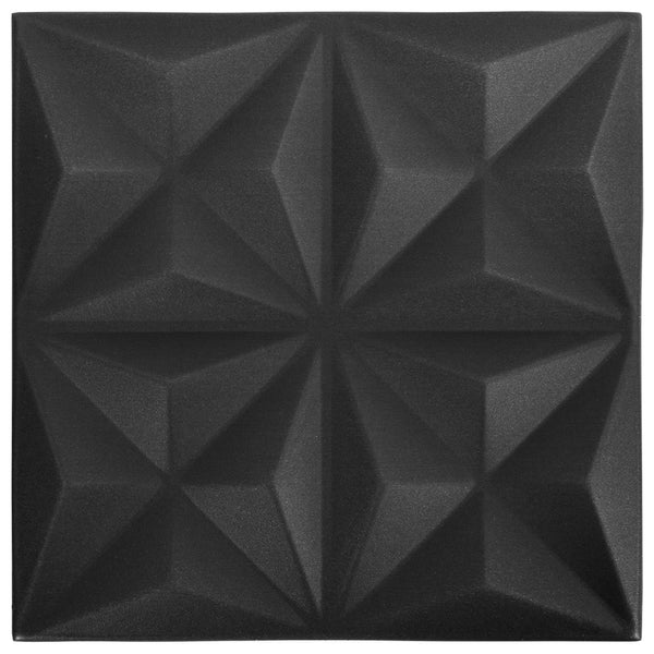 3D Wandpaneele Origami Schwarz 50x50cm (48 Stk)