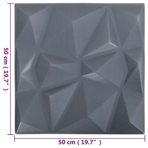 3D Wandpaneele Diamant Grau 50x50cm (12er Set)
