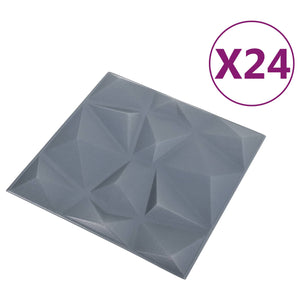 3D Wandpaneele Diamant Grau 24 Stk.