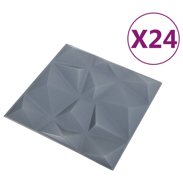 3D Wandpaneele Diamant Grau 24 Stk.