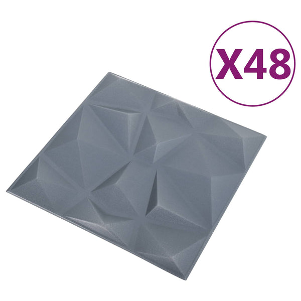 3D Wandpaneele Diamant Grau 50x50cm (48 Stk.)