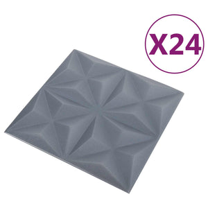 3D Wandpaneele Origami Grau 24er Set