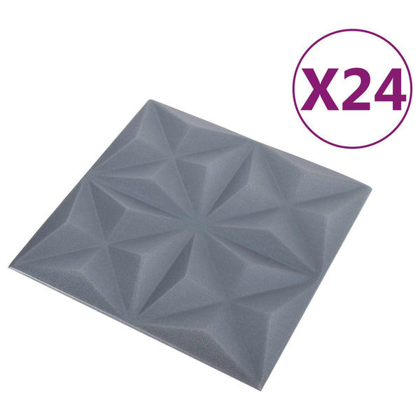 3D Wandpaneele Origami Grau 24er Set