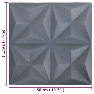 3D Wandpaneele Origami Grau, 48 Stk.