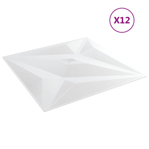 vidaXL Panneaux muraux Étoile 12 pcs Blanc Étoile 50 x 50 cm Mousse XPS