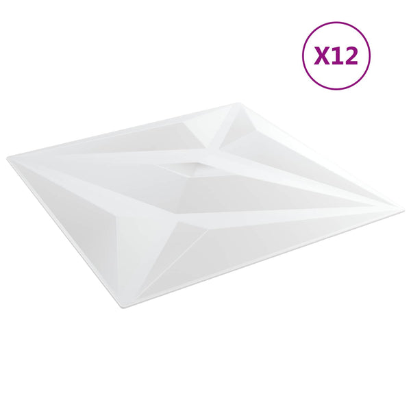 vidaXL Panneaux muraux Étoile 12 pcs Blanc Étoile 50 x 50 cm Mousse XPS