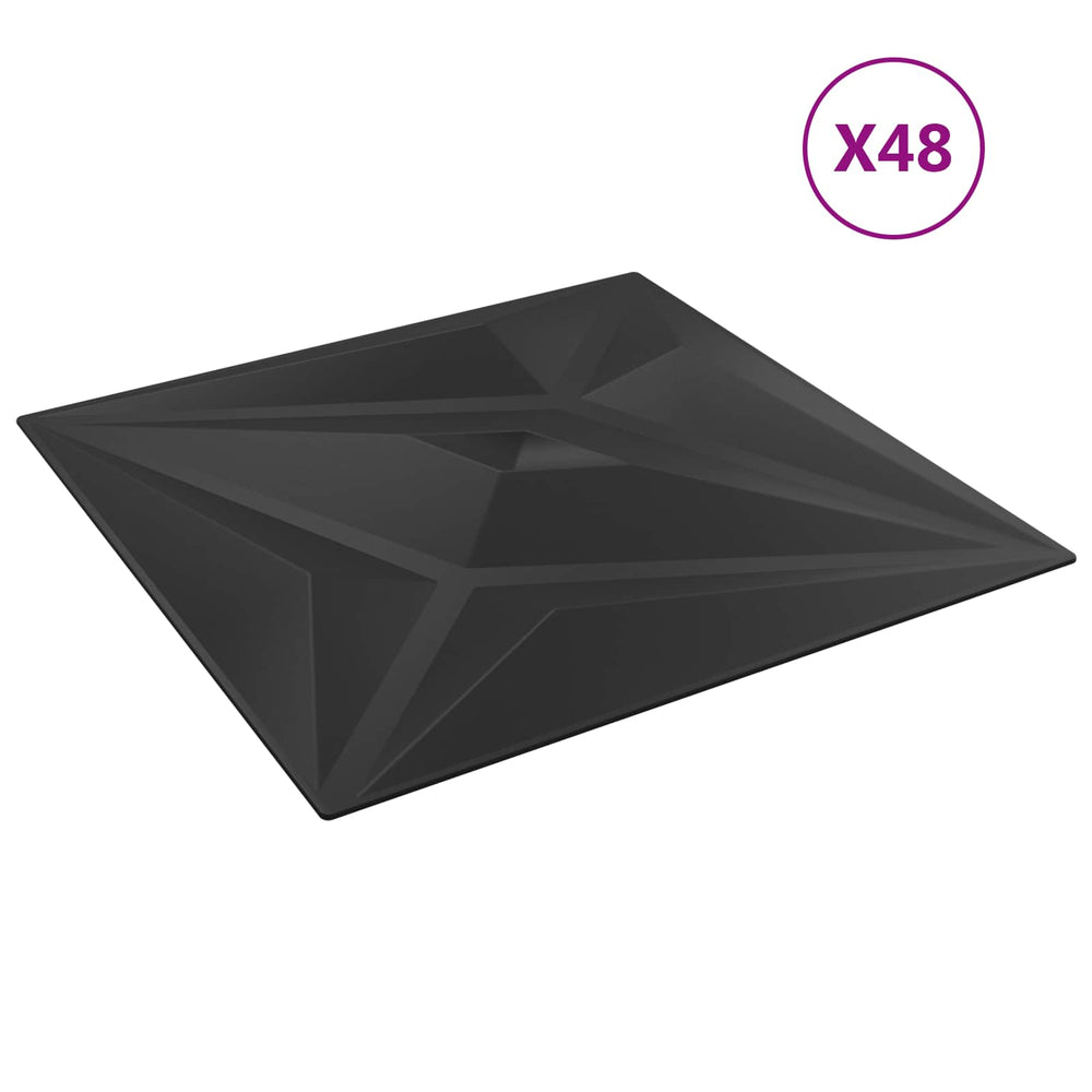 Schwarze Wandpaneele Stern 50x50cm, 48 Stk.