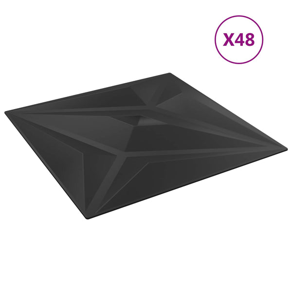 Schwarze Wandpaneele Stern 50x50cm, 48 Stk.