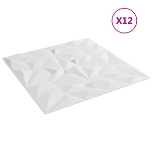 3D Wandpaneele Weiß 50x50cm, 12er Set
